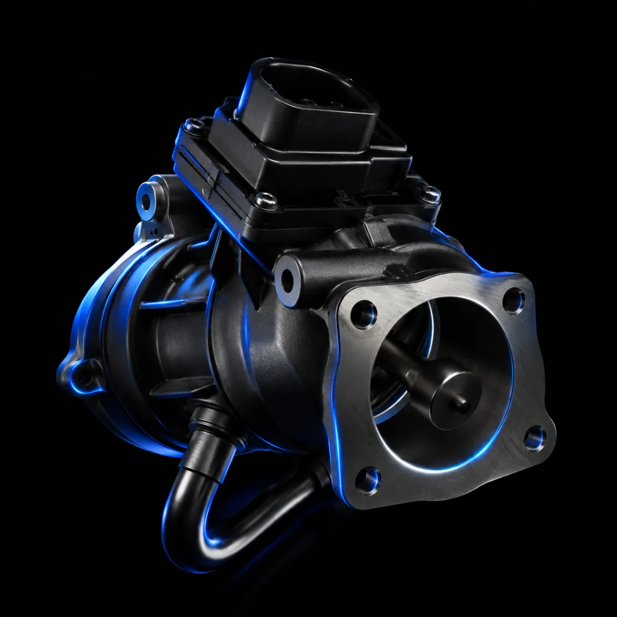 EGR valve with electric actuator and poppet seat at the flange