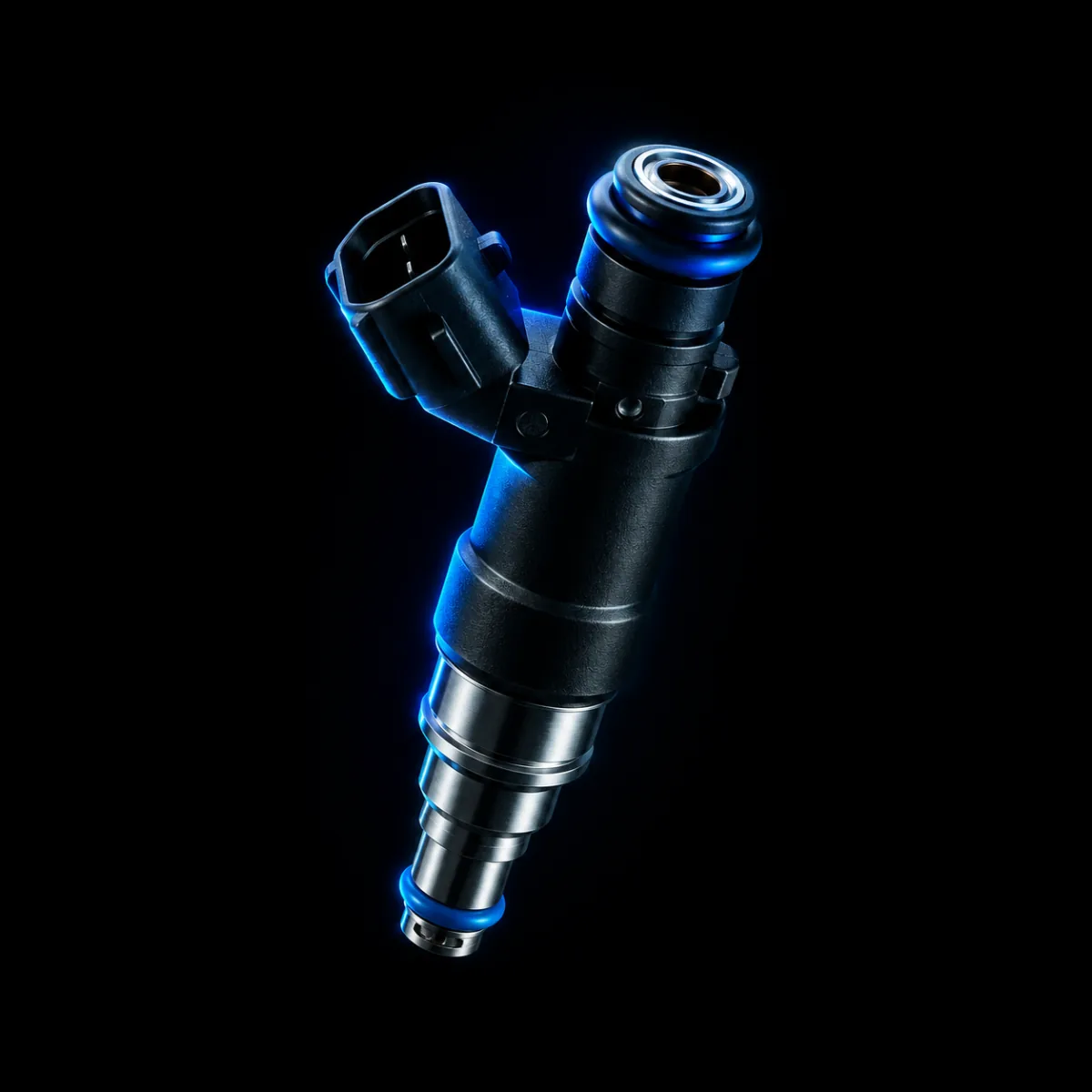 Fuel injector on a dark studio background