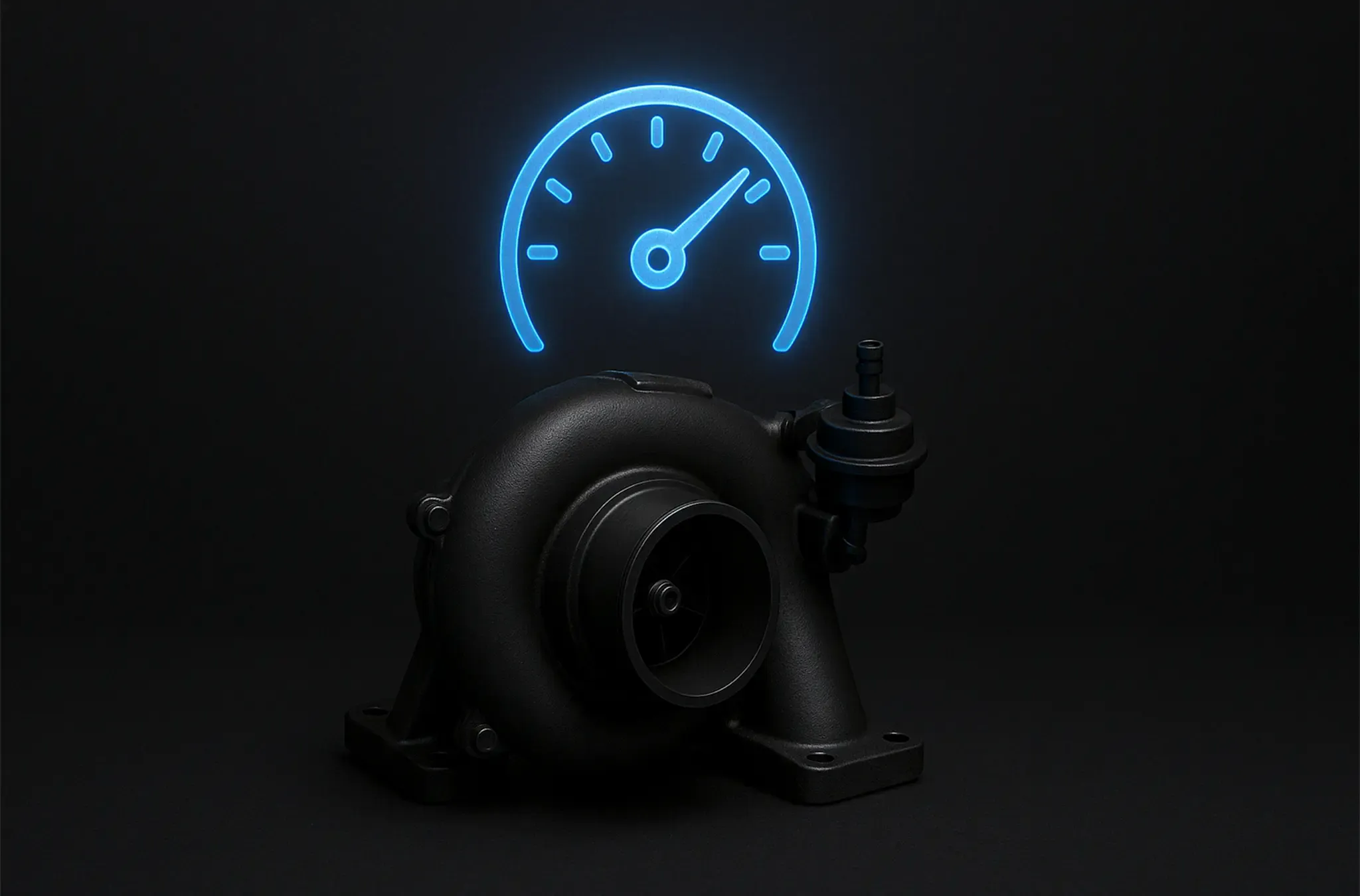 Turbocharger on a dark studio background